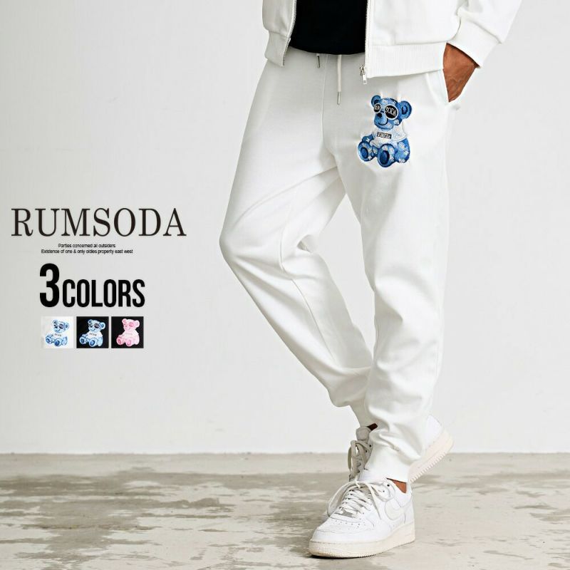 RUMSODA(ラムソーダ)ダブルフェイスベア刺繍パンツ/全3色