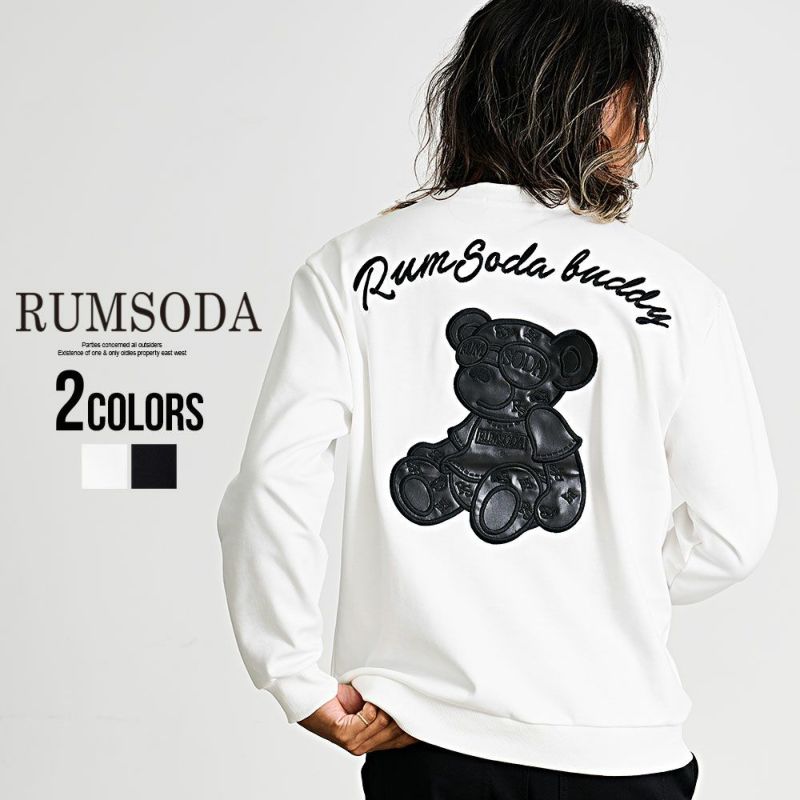 RUMSODA(ラムソーダ)ダブルフェイスPUアップリケ刺繍トレーナー/全2色