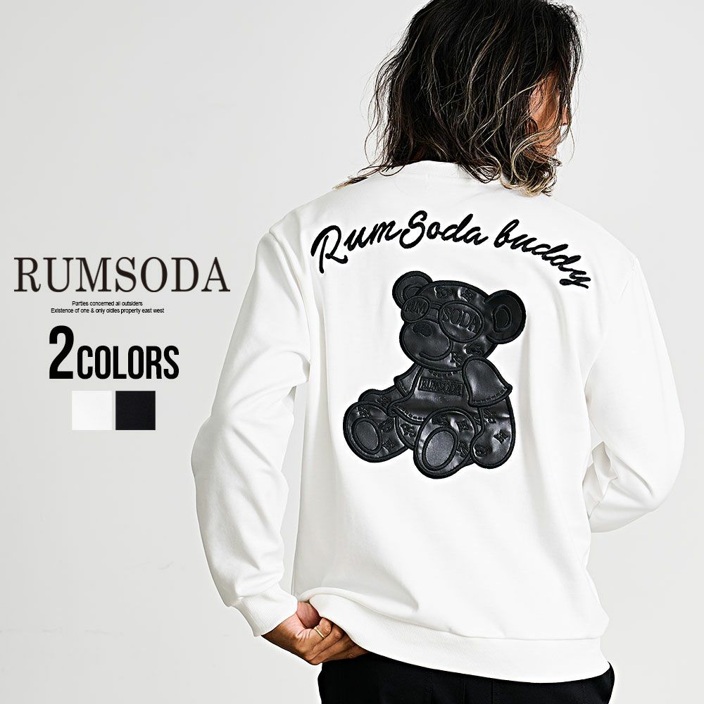RUMSODA(ラムソーダ)ダブルフェイスPUアップリケ刺繍トレーナー/全2色