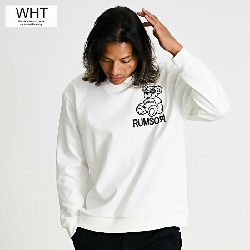 RUMSODA(ラムソーダ)ダブルフェイス×ツイルアップリケ刺繍トレーナー/全2色