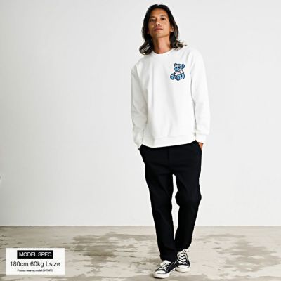 RUMSODA(ラムソーダ)ダブルフェイス×ツイルアップリケ刺繍トレーナー/全2色