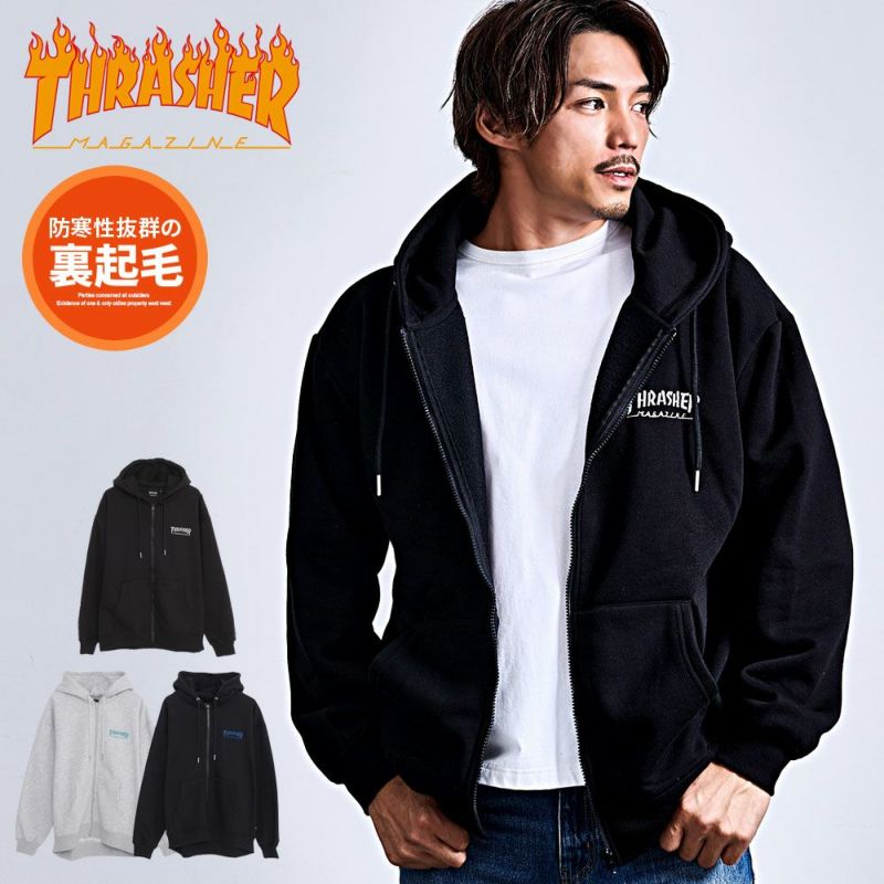  THRASHER(スラッシャー)裏起毛/FULL ZIP HOODIE長袖/全2色