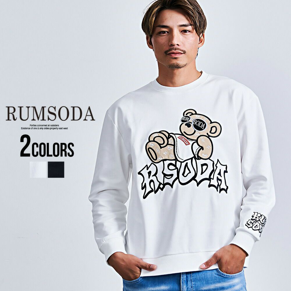 RUMSODA(ラムソーダ)ダブルフェイスツイルアップリケ刺繍トレーナー/全2色