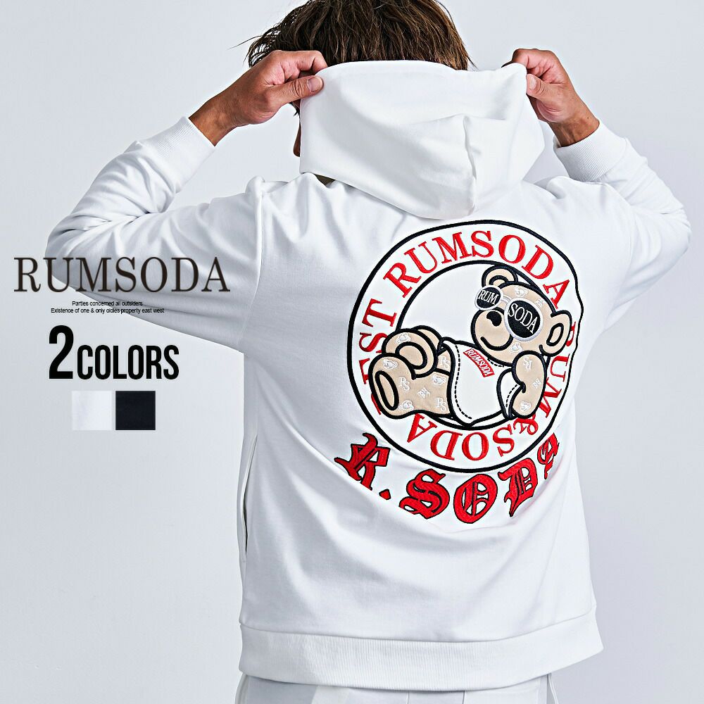 【送料無料】RUMSODA(ラムソーダ)ダブルフェイスツイルアップリケ刺繍ZIPパーカー/全2色