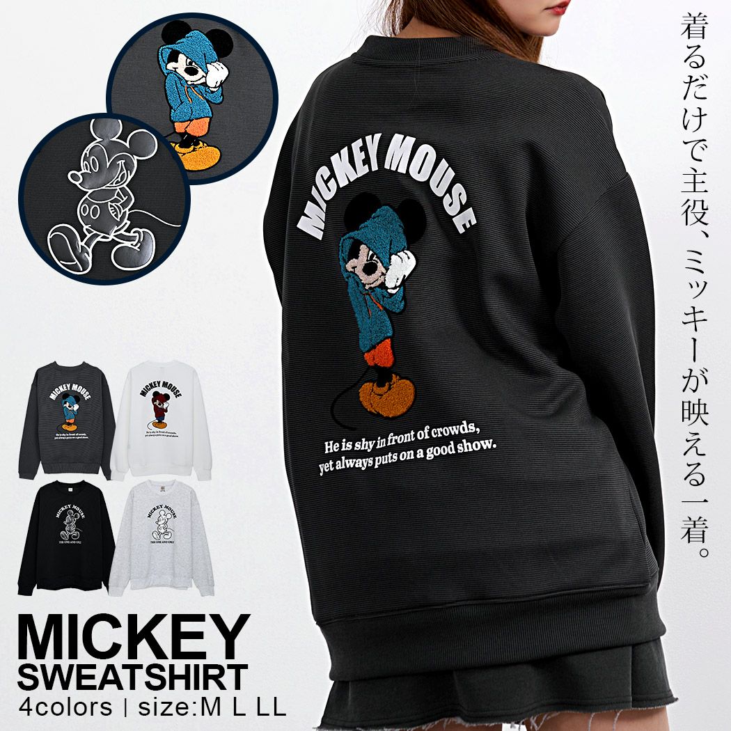  DISNEY(ディズニー)クルーネック MICKEY 長袖SWTシャツ/全4色