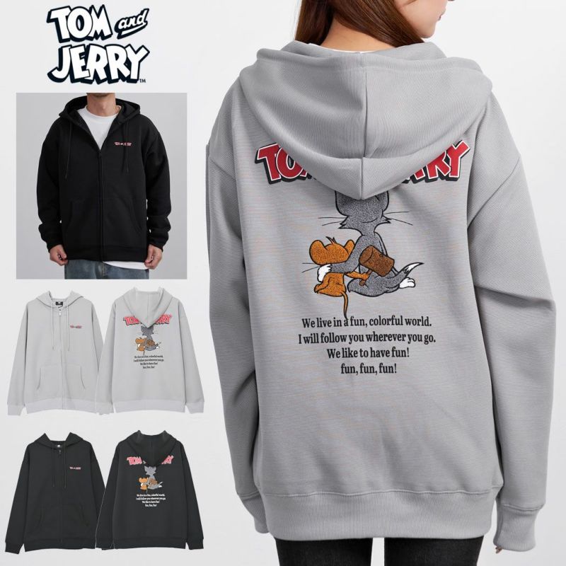  TOM&JERRY(トム&ジェリー)TJ長袖ジップパーカー/全2色